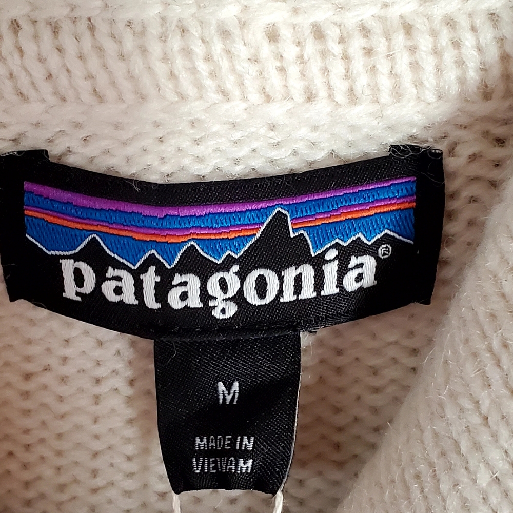 Patagonia Women's Wool Blend Hooded Pullover M Sweater Cream&Gray NEW Orig 169. - Picture 8 of 15
